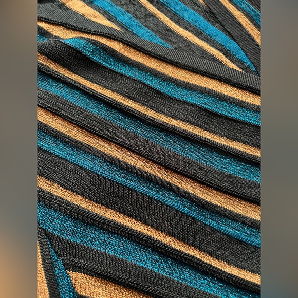 NWT INC International Concepts Blue/Copper Sparkle Long Sleeve Blouse Size Large - Picture 6 of 10